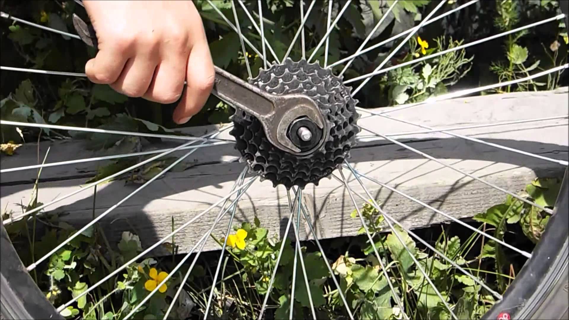 На заднем колесе на велосипеде видео